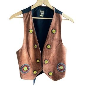 Gammon Shire Vintage Suede Leather Beaded Western Southwest Vest OSFA